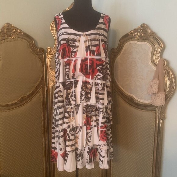 Caren Sport Dresses & Skirts - Caren Sport. Size 2X. Stretch Dress with Ruffles all down the front. B46
